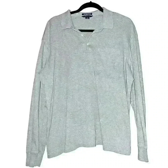 Lands End Sz 42-44 Polo Shirt 100% Cotton Long Sleeve Logo Preppy Classic Fit - Picture 1 of 9